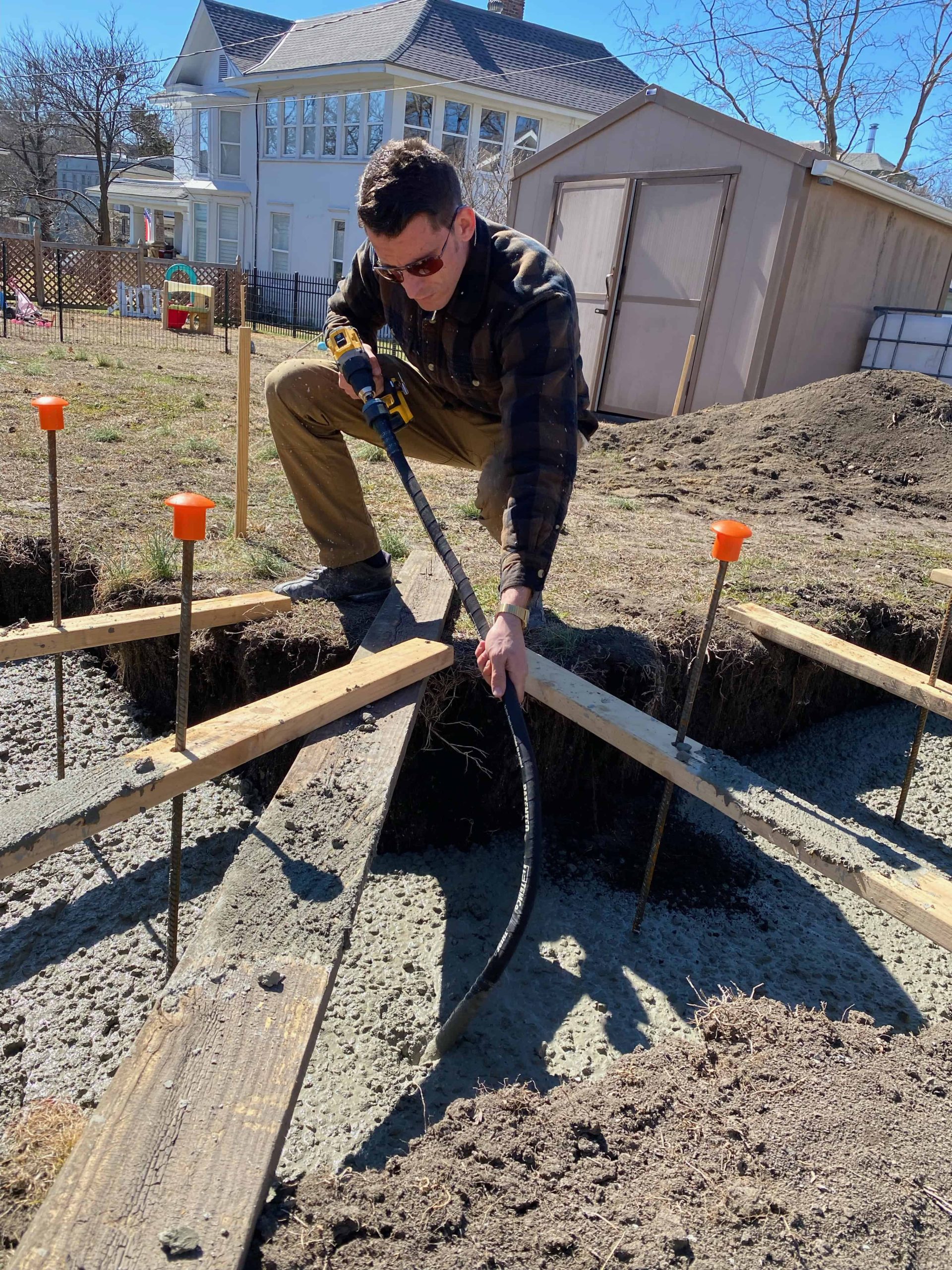Josh Smead working on a foundation pour at a Liberty, Missouri project